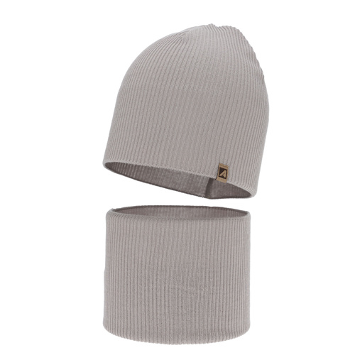 Set autunno/primavera bambino: berretto e scaldacollo, con cotone, beige, Lucer