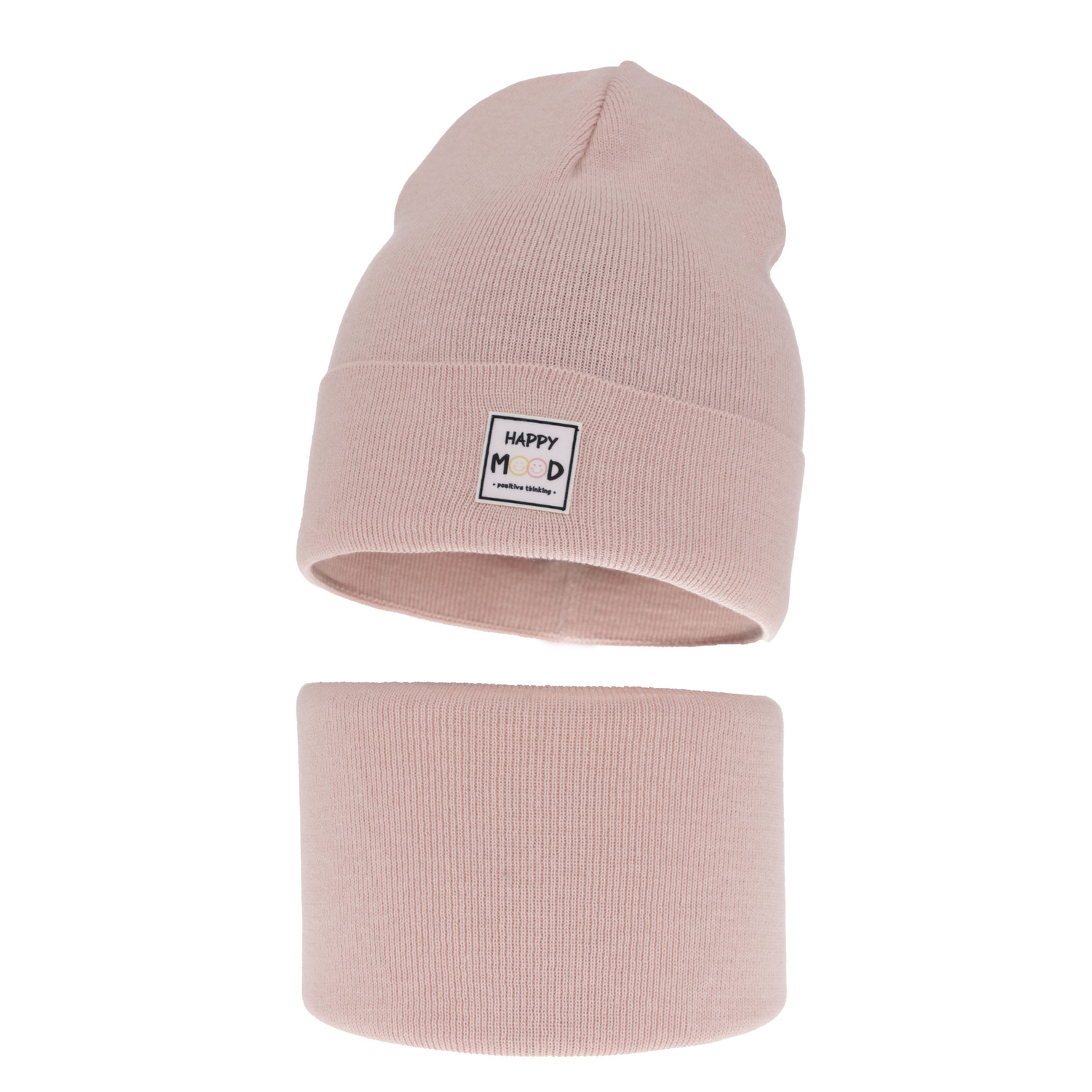 Set autunno/primavera bambina: berretto e scaldacollo, con cotone, rosa, Mersila