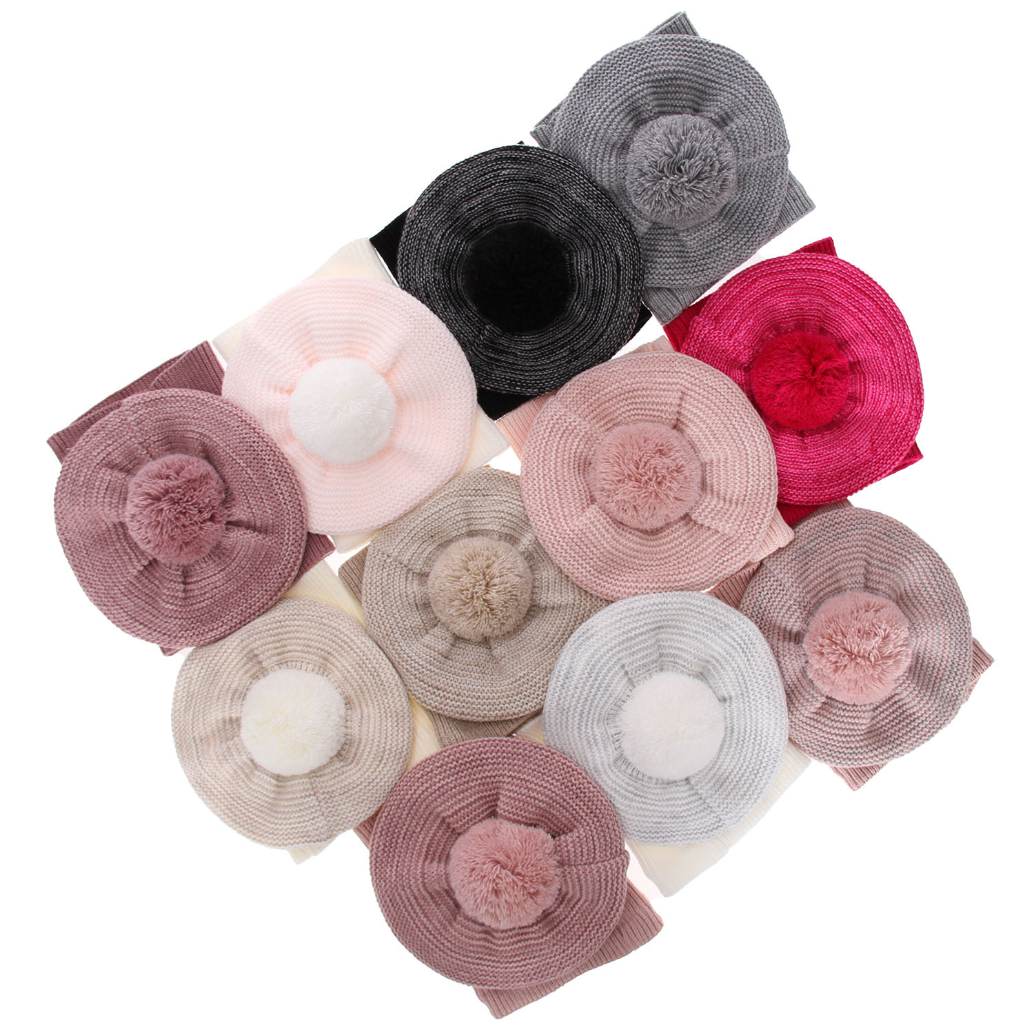 Set invernale bambina: berretto e scaldacollo, rosa, con pompon, Lira