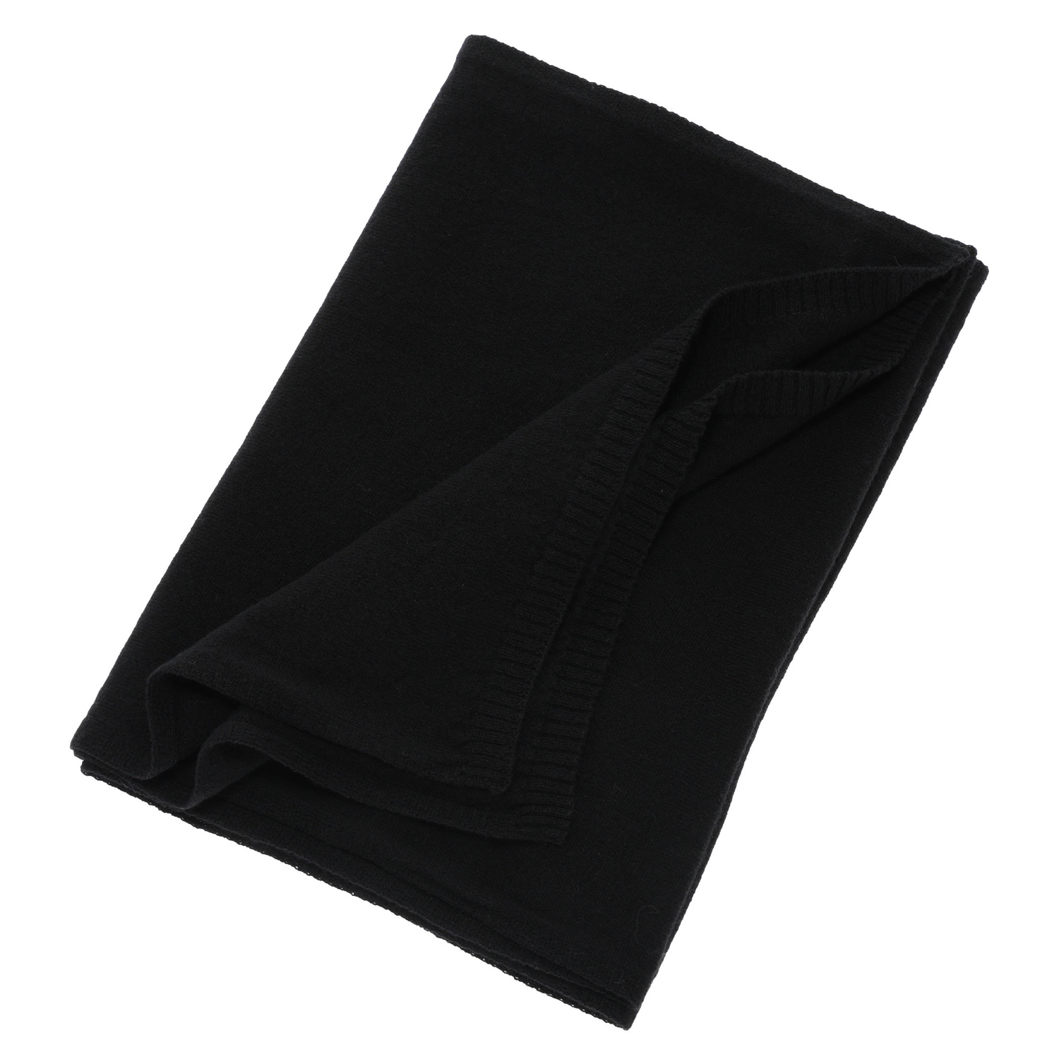 Sciarpa invernale donna, nero, lana merino con cashmere, Irenia