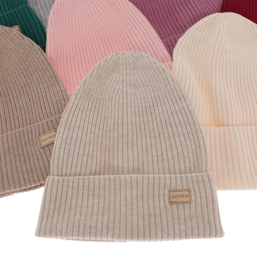 Berretto invernale donna, rosa chiaro, 100% Lana Merino, Sophie