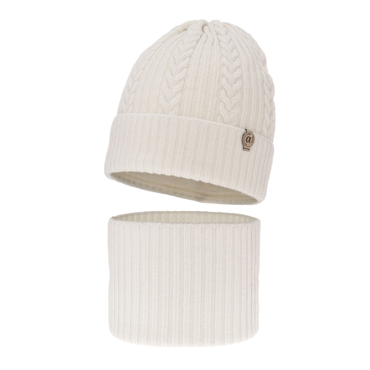 Set invernale bambina: berretto e scaldacollo, bianco, 100% Lana Merino, Jenny