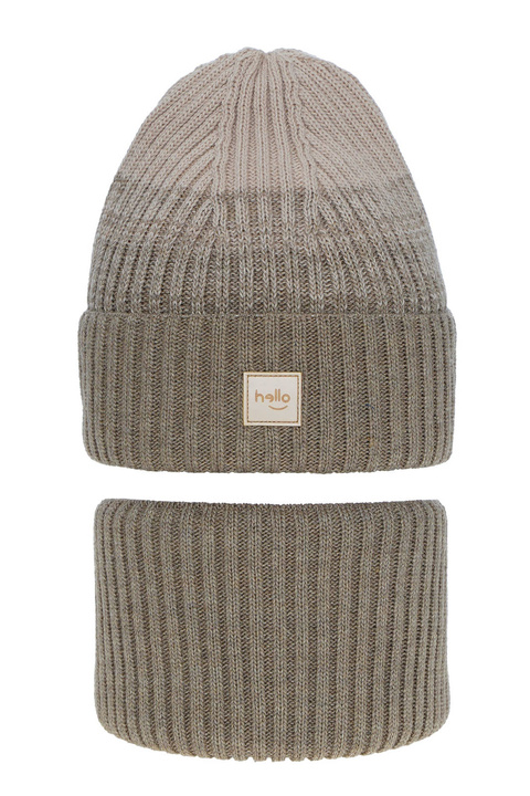 Set invernale bambina: berretto e scaldacollo, beige, Tasha