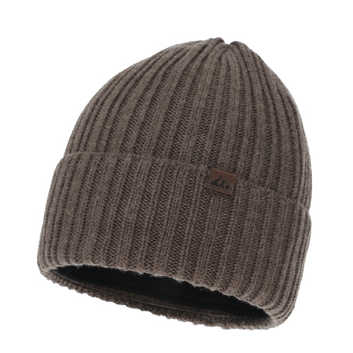 Berretto invernale uomo, marrone scuro, con lana merino, Huno