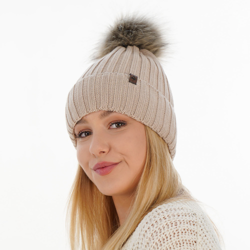 Berretto invernale donna, grigio, 100% Lana Merino, Texa