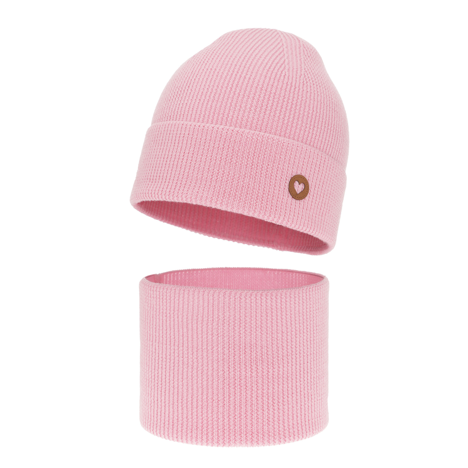 Set autunno/primavera bambina: berretto e scaldacollo, rosa, 100% Lana Merino, Brook