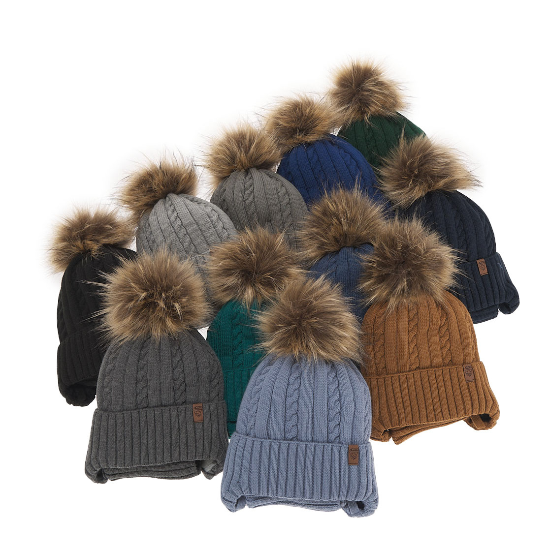 Set invernale bambino: berretto e scaldacollo, blu scuro, con pompon, Peter