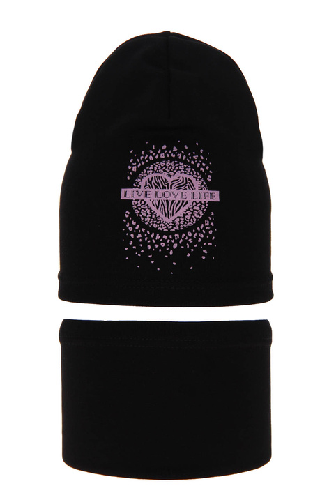 Set autunno/primavera bambina: berretto e scaldacollo, nero, cotone, Esmeralda