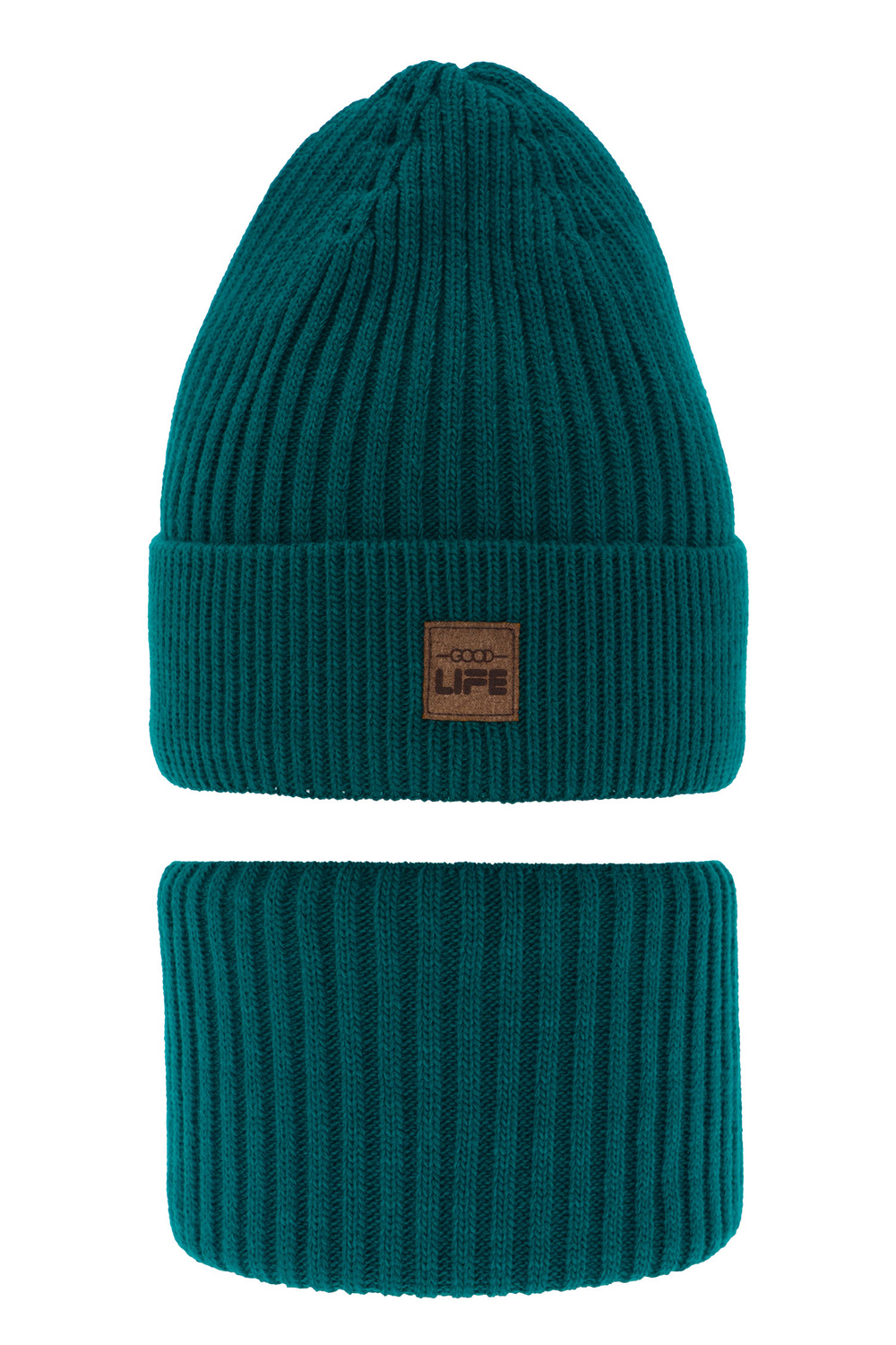 Set invernale bambino: berretto e scaldacollo, verde smeraldo, Basilio