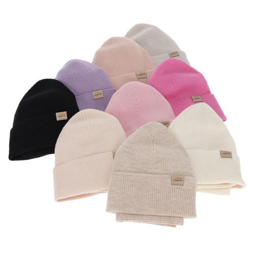 Set autunno/primavera bambina: berretto e scaldacollo, rosa, 100% Lana Merino, Magenta