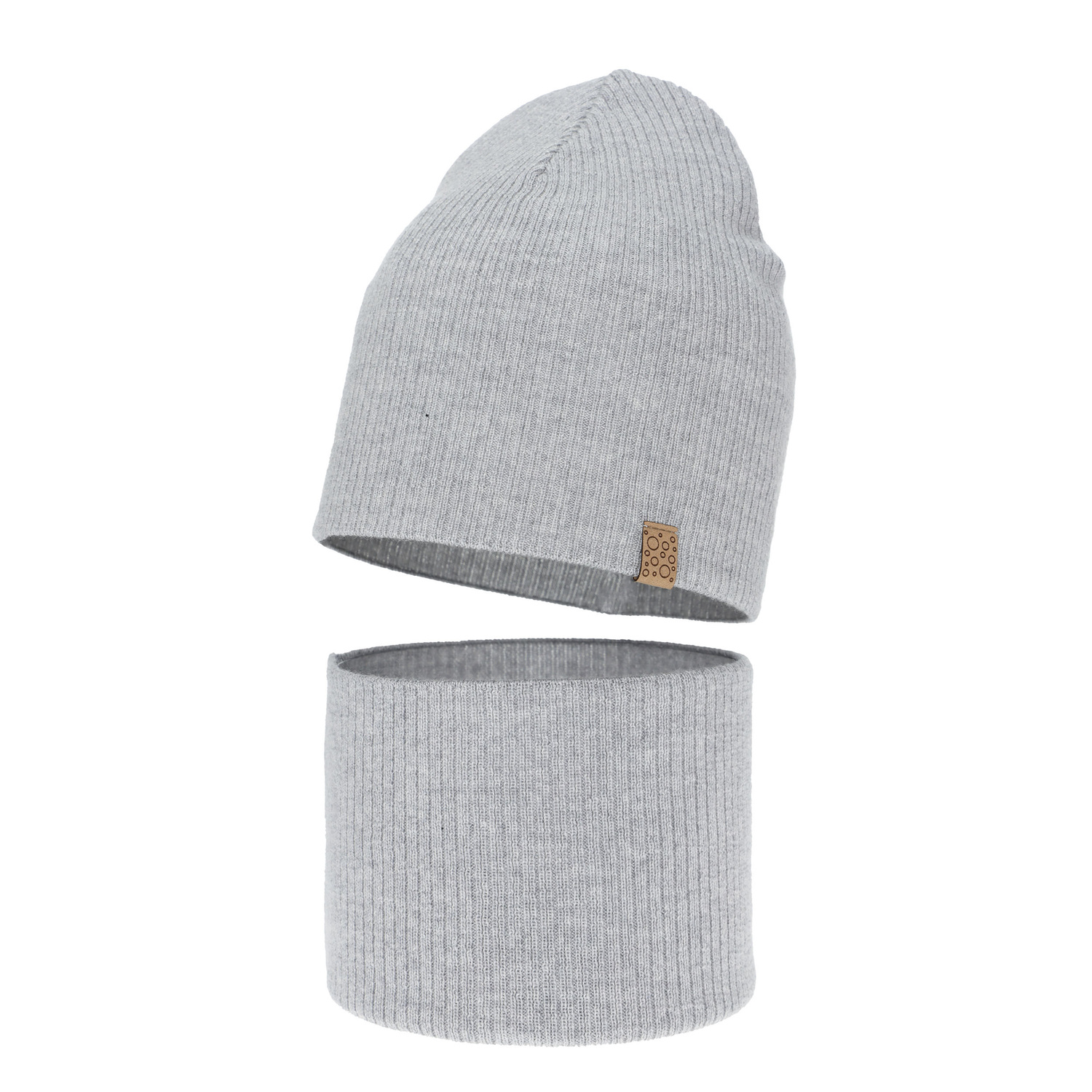 Set autunno/primavera bambina: berretto e scaldacollo, grigio, 100% Lana Merino, Ricona