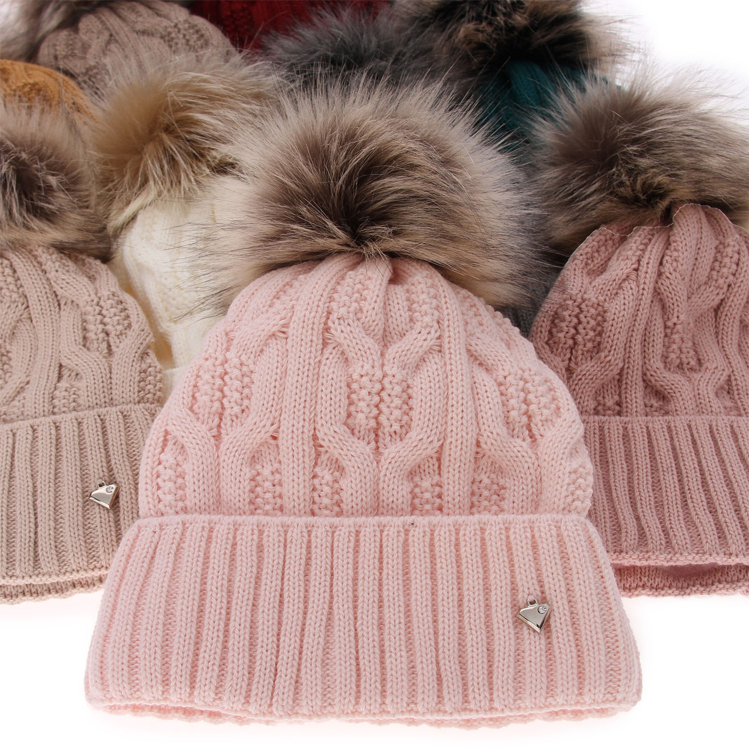 Berretto invernale donna, nero, con pompon, Laona