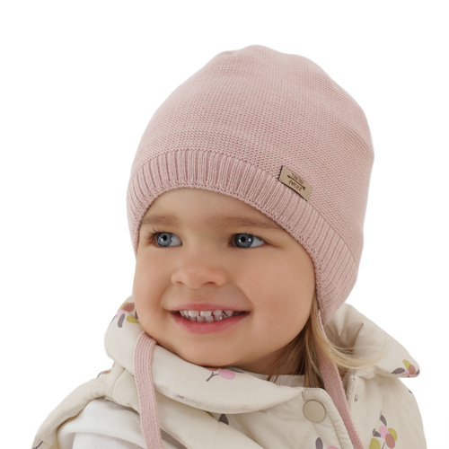 Berretto autunno/primavera bambina, beige, con lacci, Svenja