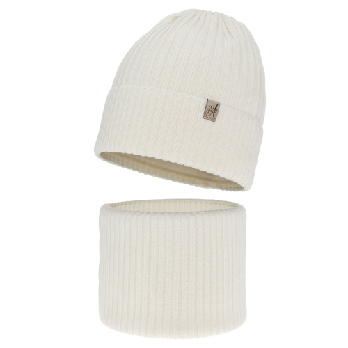 Set invernale bambina: berretto e scaldacollo, bianco, 100% Lana Merino, Patricia