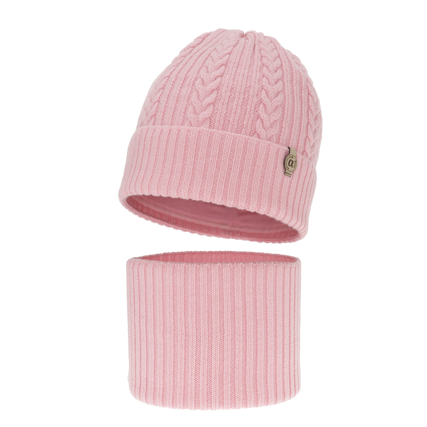 Set invernale bambina: berretto e scaldacollo, rosa, 100% Lana Merino, Jenny