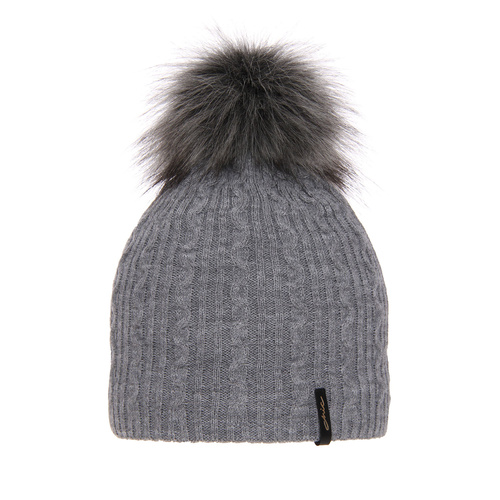 Berretto invernale donna, grigio, con pompon, Xena