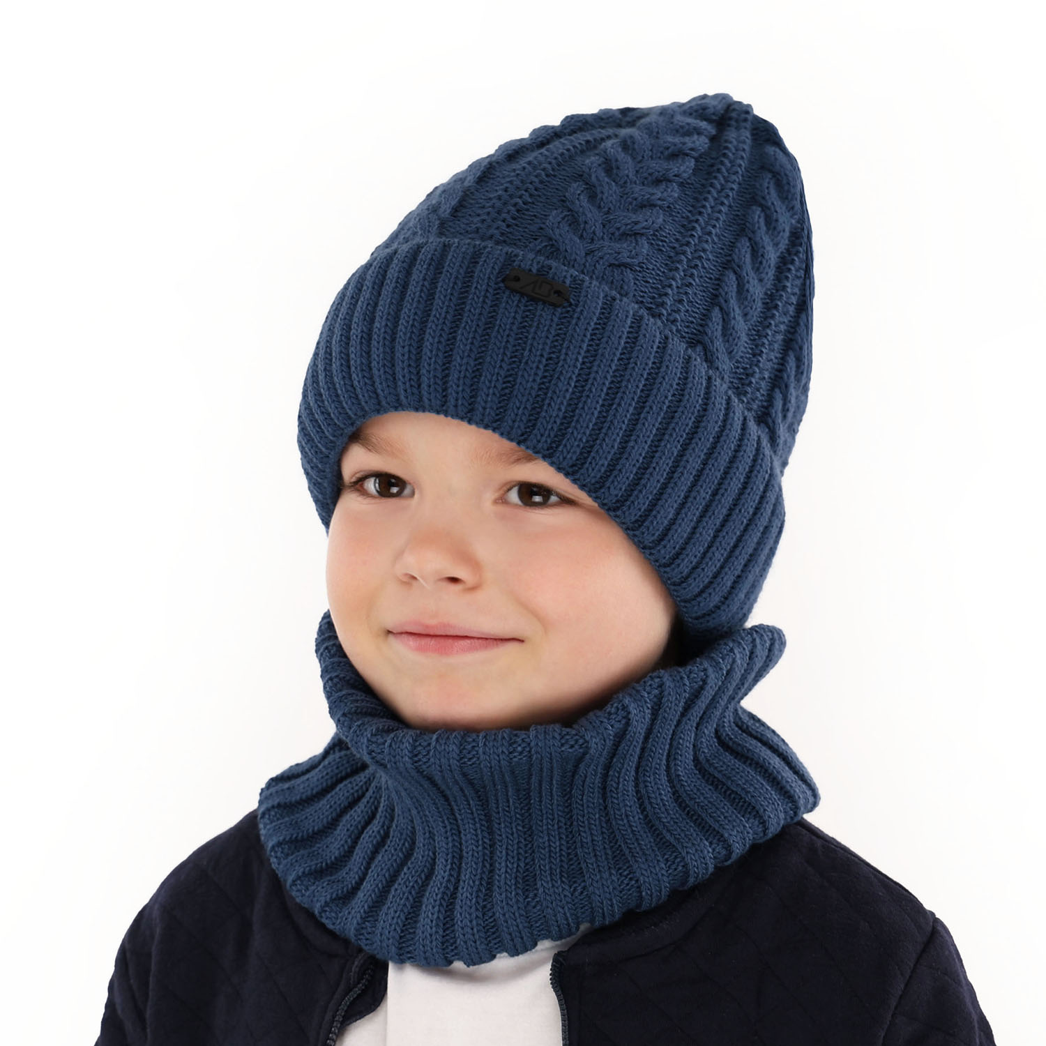 Set invernale bambino: berretto e scaldacollo, grigio, con lacci, Colins
