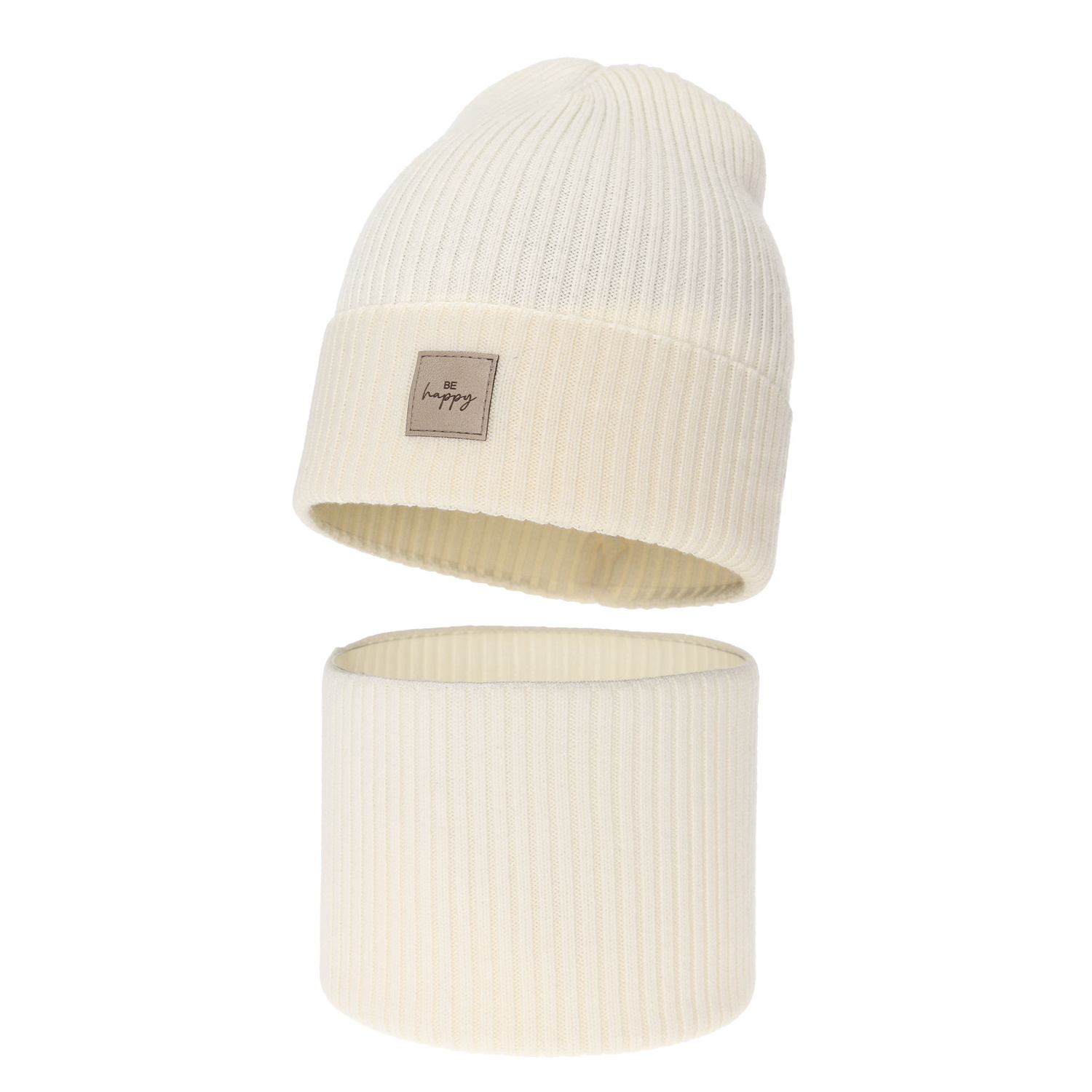 Set autunno/primavera bambina: berretto e scaldacollo, crema, 100% Lana Merino, Vanita