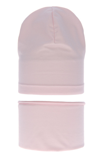 Set autunno/primavera bambina: berretto e scaldacollo, rosa, in cotone, Hazelka