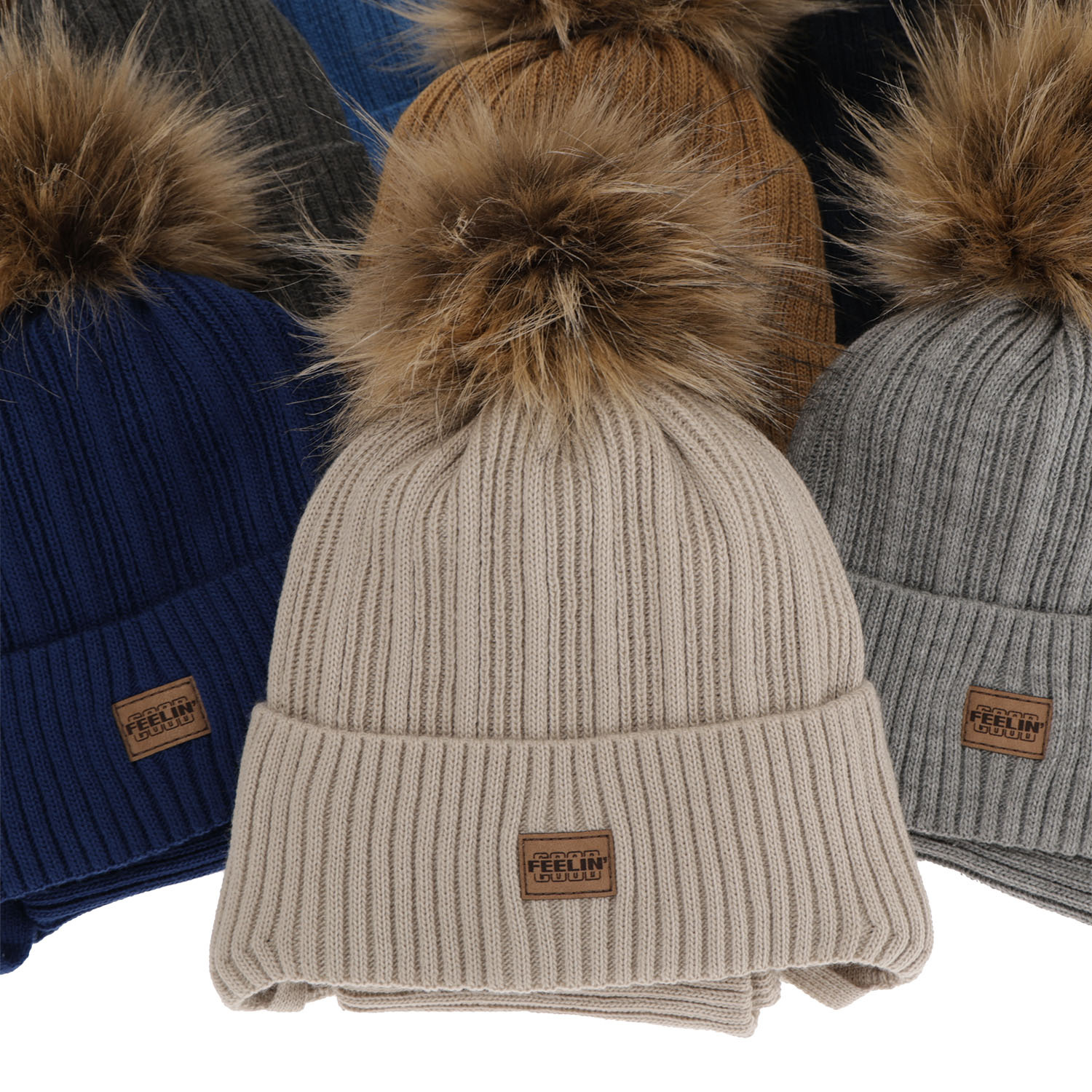 Set invernale bambino: berretto e scaldacollo, blu, con pompon, Eger