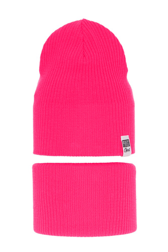 Set autunno/primavera bambina: berretto e scaldacollo, con cotone, rosa, Farinka