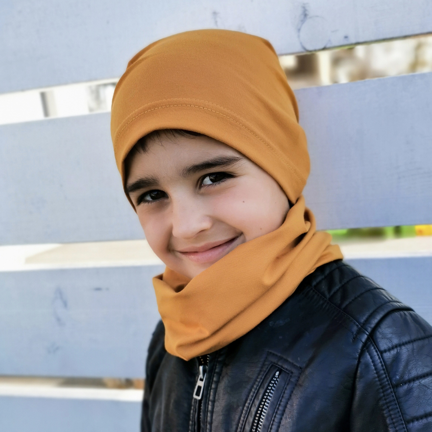 Set autunno/primavera bambino: berretto e scaldacollo, grigio, cotone, Hazel