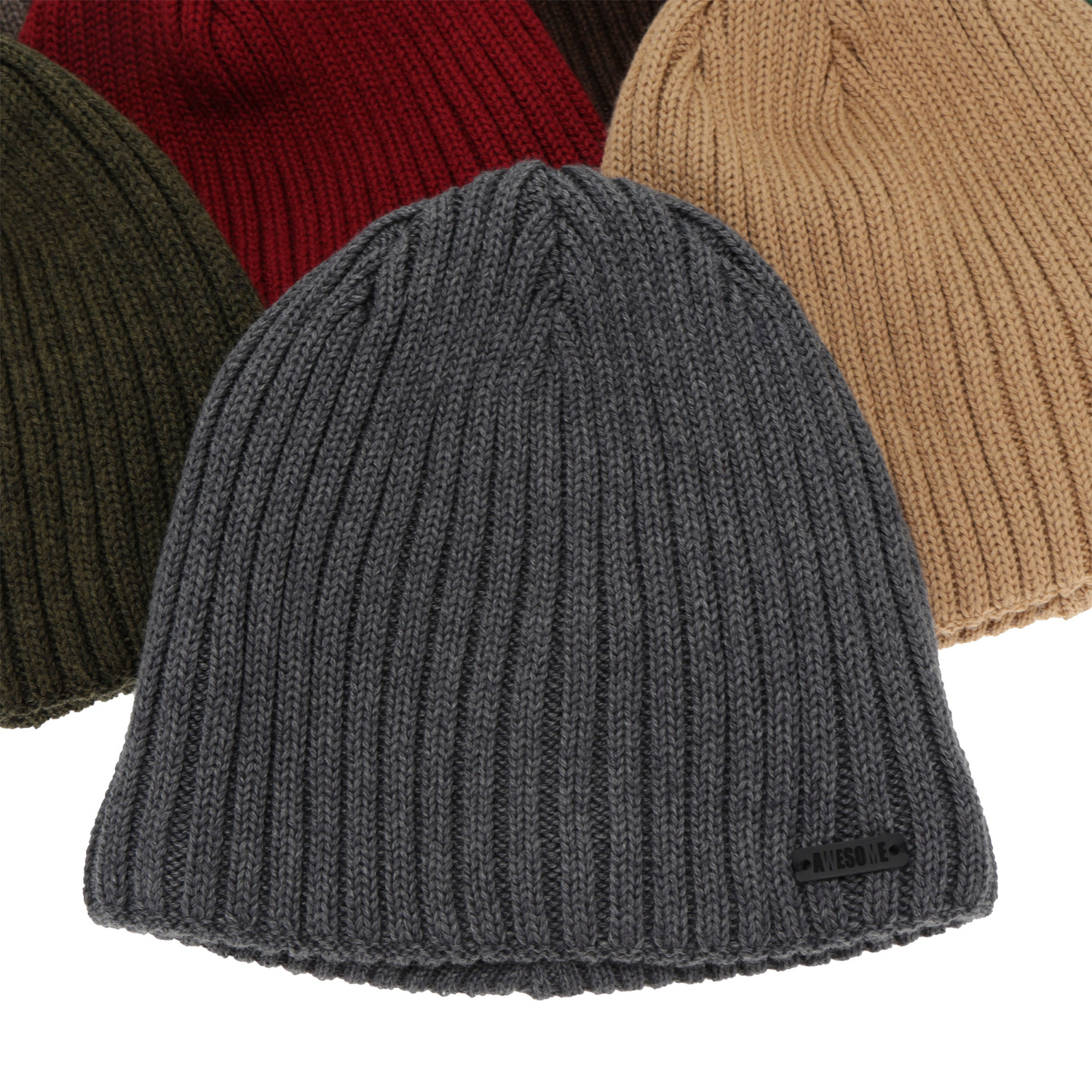 Berretto invernale uomo, grigio, con lana merino, Adagio