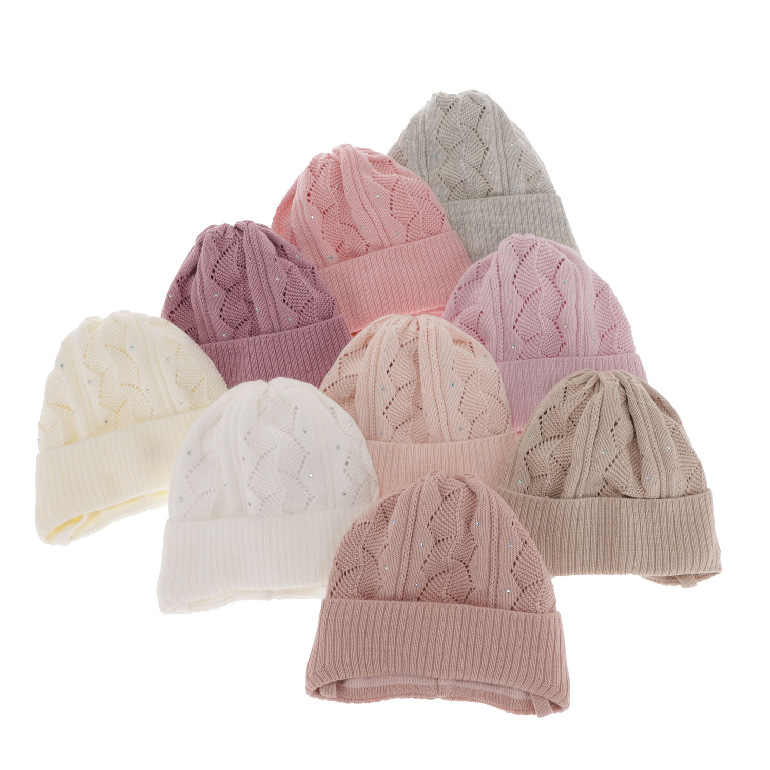 Berretto autunno/primavera bambina, bianca, con lacci, Marinetta