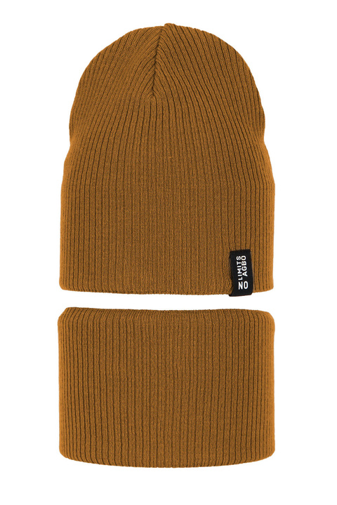 Set autunno/primavera bambino: berretto e scaldacollo, con cotone, senape, Tunis