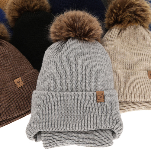 Set invernale bambino: berretto e scaldacollo, blu, con pompon, Zico