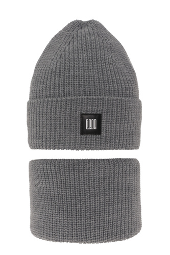 Set invernale bambino: berretto e scaldacollo, grigio chiaro, Amadeo