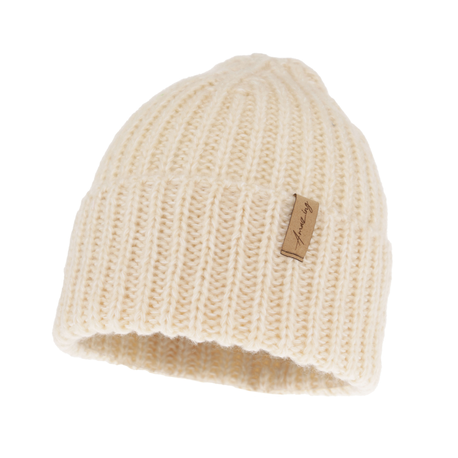 Berretto invernale donna, crema, 100% Lana Merino, Caro