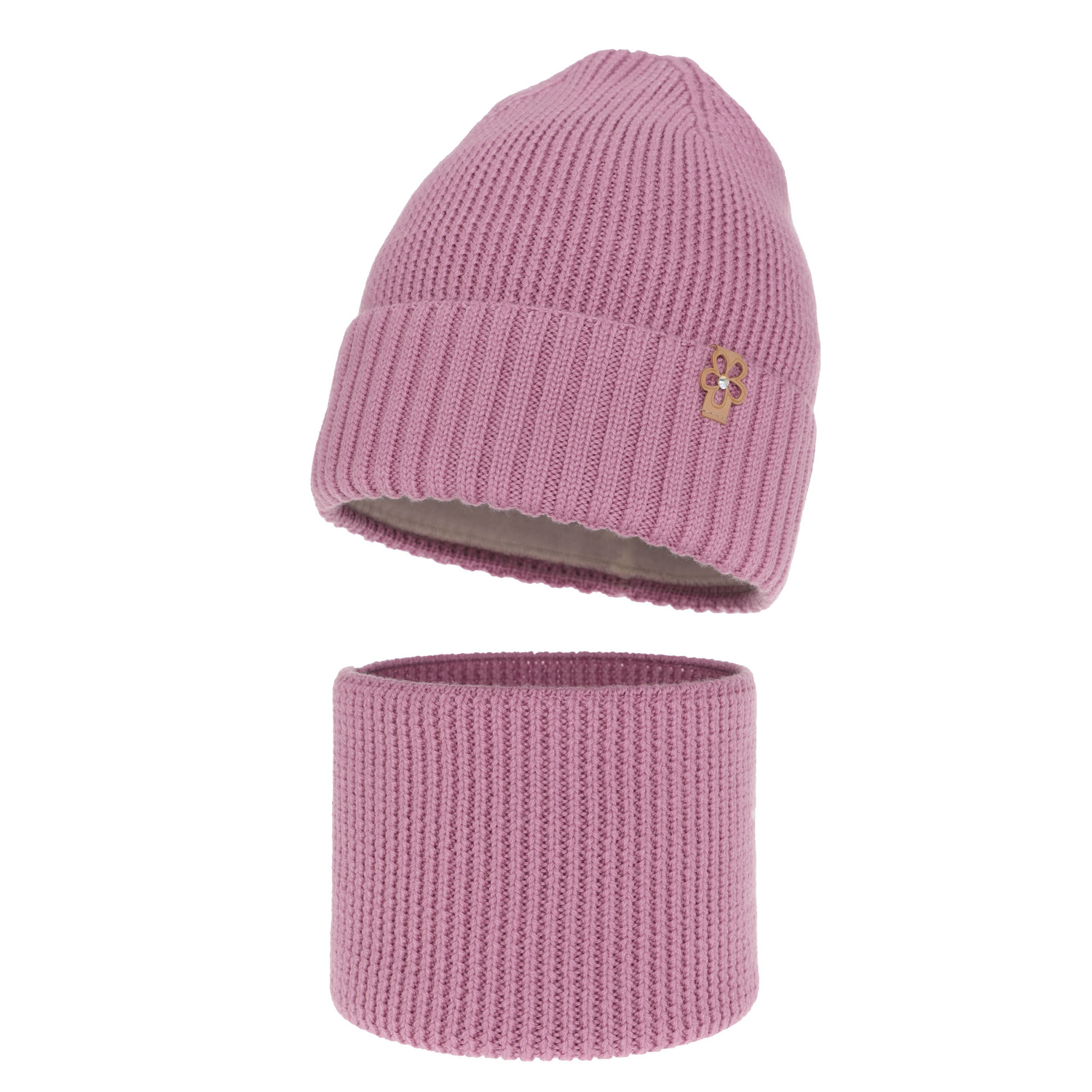 Set invernale bambina: berretto e scaldacollo, viola, 100% Lana Merino, Nelita