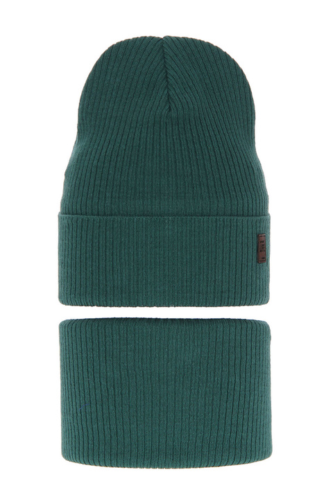 Set autunno/primavera bambino: berretto e scaldacollo, con cotone, verde smeraldo, Dragon