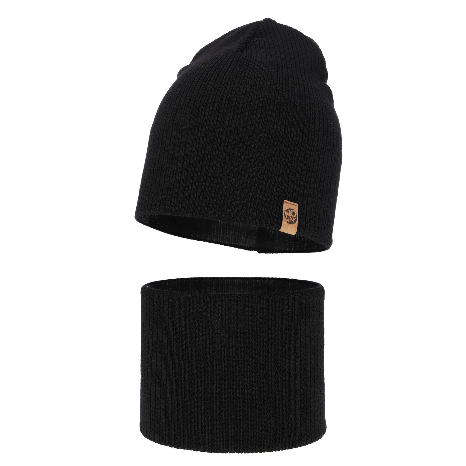 Set autunno/primavera bambino: berretto e scaldacollo, nero, 100% Lana Merino, Richi