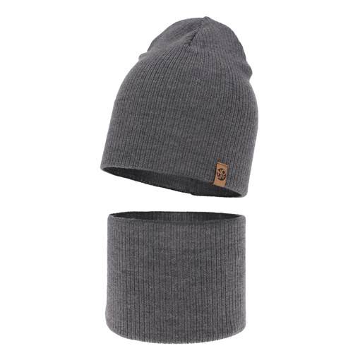 Set autunno/primavera bambino: berretto e scaldacollo, grigio, 100% Lana Merino, Richi