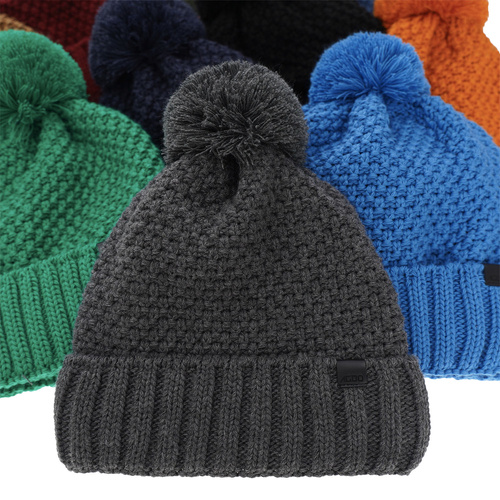 Berretto invernale bambino, grigio, con pompon, Polins