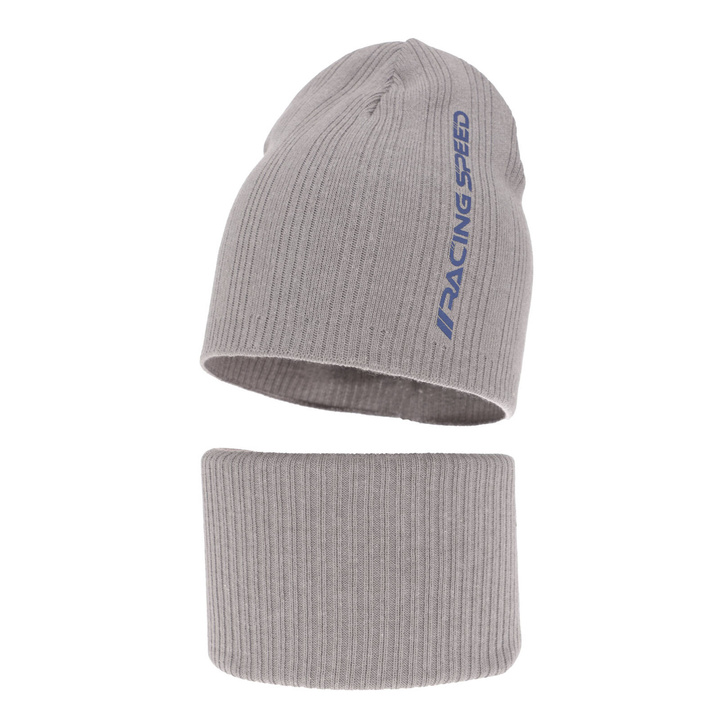 Set autunno/primavera bambino: berretto e scaldacollo, con cotone, grigio, Kolorado