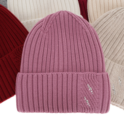 Berretto invernale donna, rosa, 100% Lana Merino, Ariga