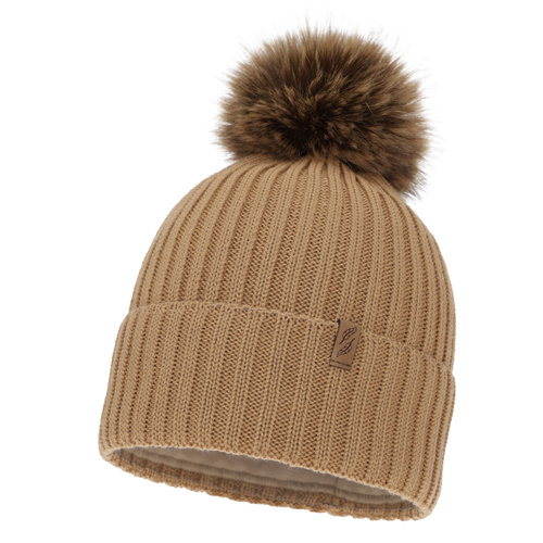 Berretto invernale donna, camel, con lana merino, Zamira