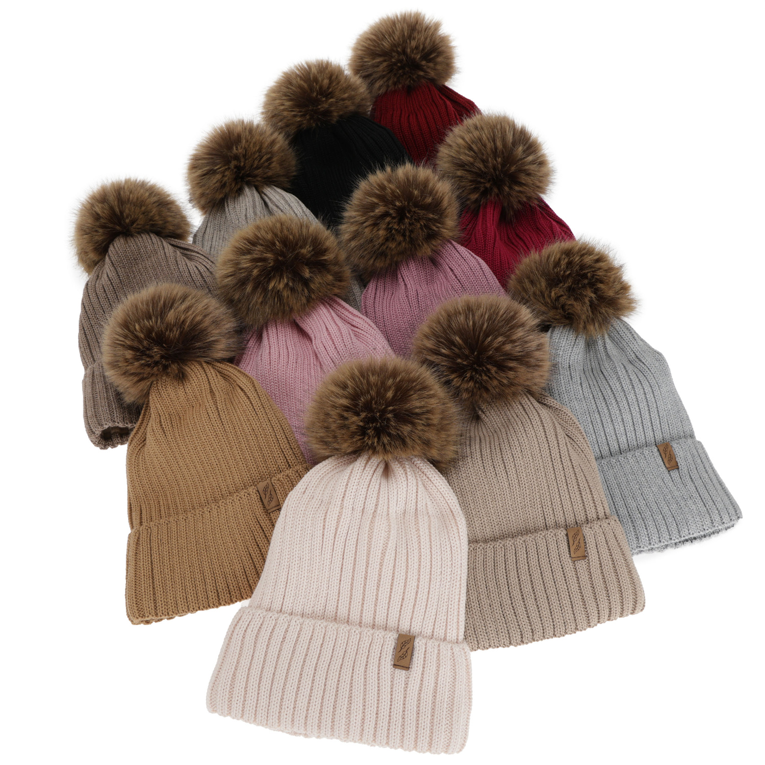 Berretto invernale donna, beige chiaro, con lana merino, Zamira