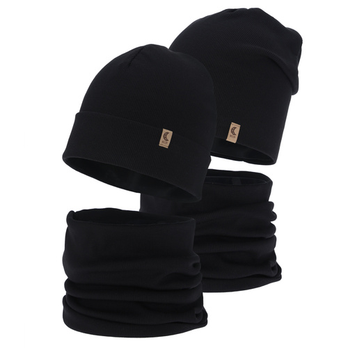 Set autunno/primavera bambina (berretto e scaldacollo), di cotone, nero, Bravura