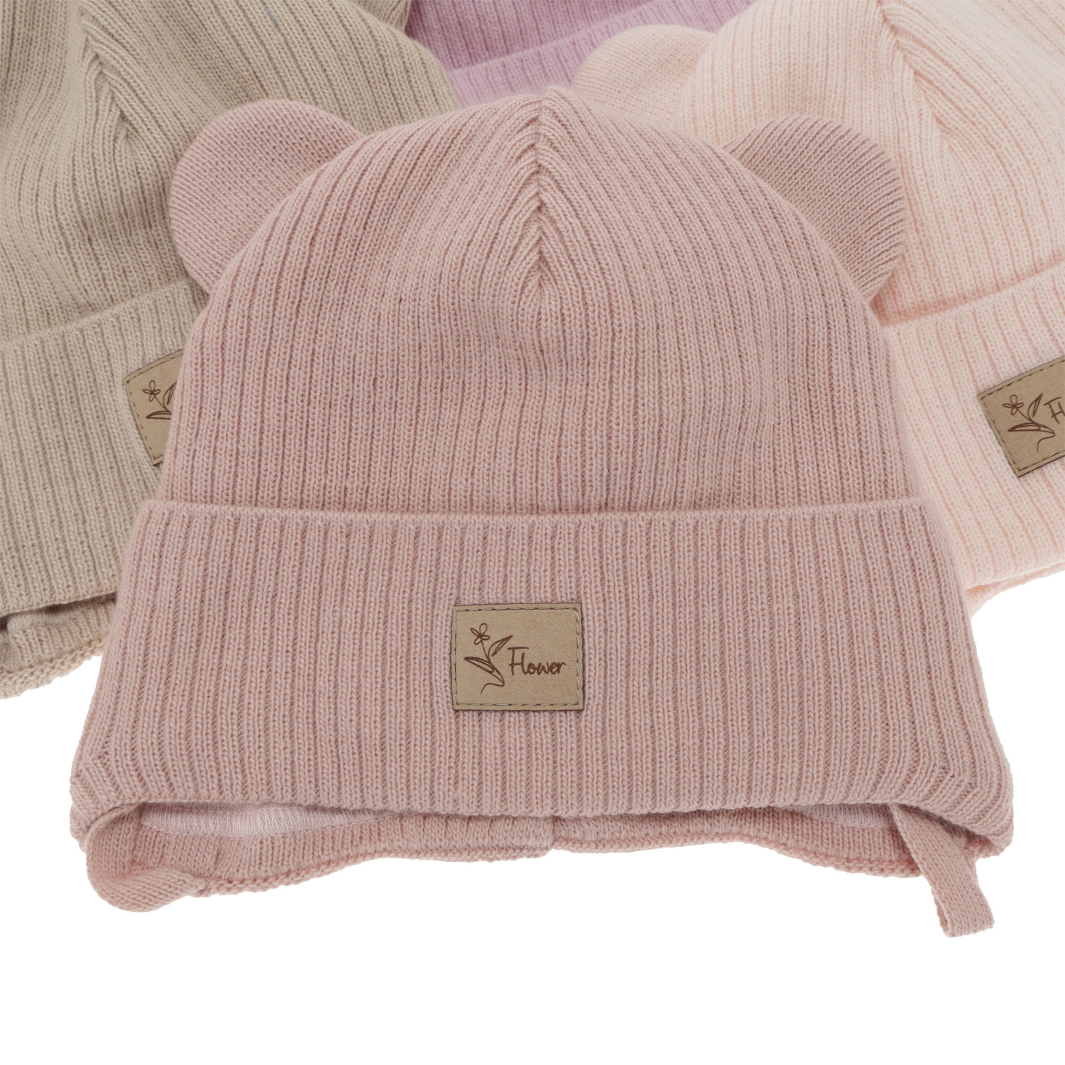 Berretto autunno/primavera bambina, beige, con lacci, Djona