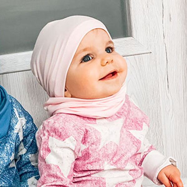 Set autunno/primavera bambina: berretto e scaldacollo, rosa, in cotone, Hazelka