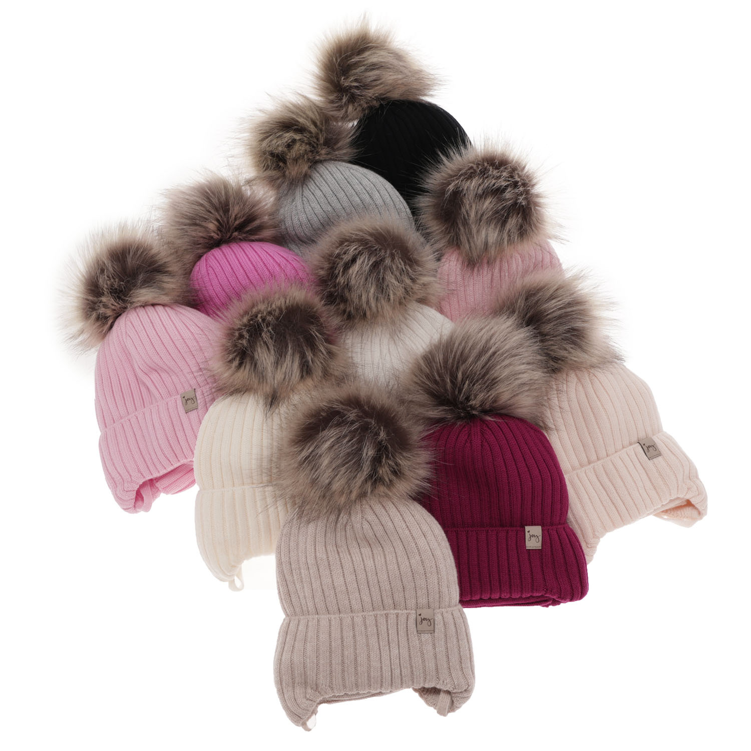 Set invernale bambina: berretto e scaldacollo, fucsia, con lacci, 100% Lana Merino, Junika