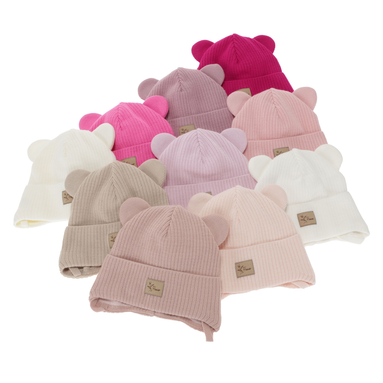 Berretto autunno/primavera bambina, crema, con lacci, Djona