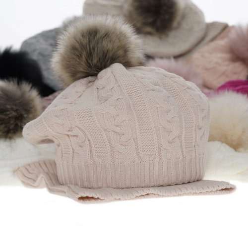 Set invernale bambina: berretto e scaldacollo, grigio, con pompon, Koffi