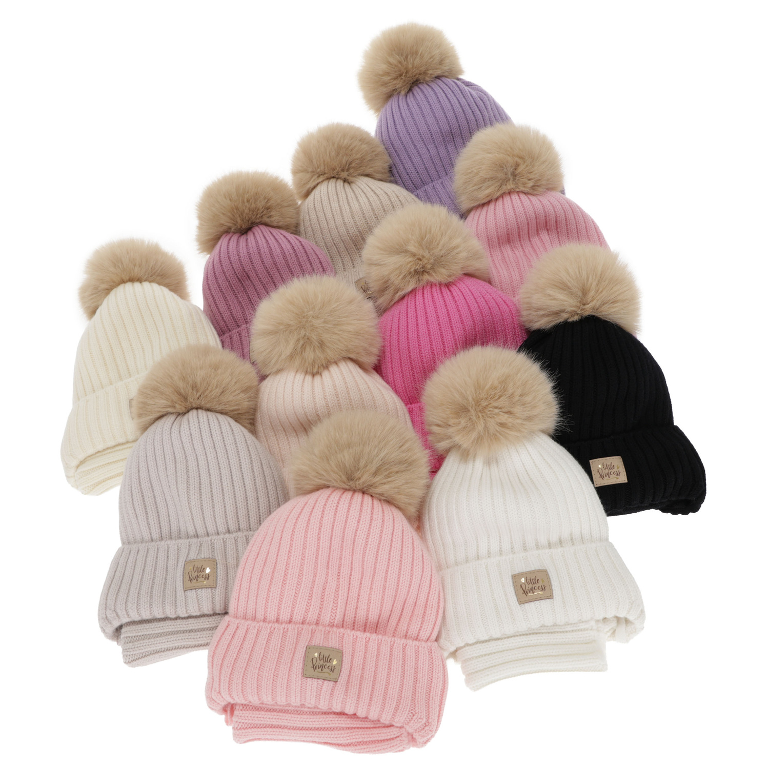 Set invernale bambina: berretto e scaldacollo, beige, 100% Lana Merino, con lacci, foderato in cotone, Malesia