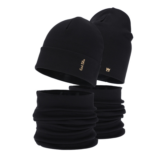 Set autunno/primavera bambina: berretto e scaldacollo, cotone, nero, Carina