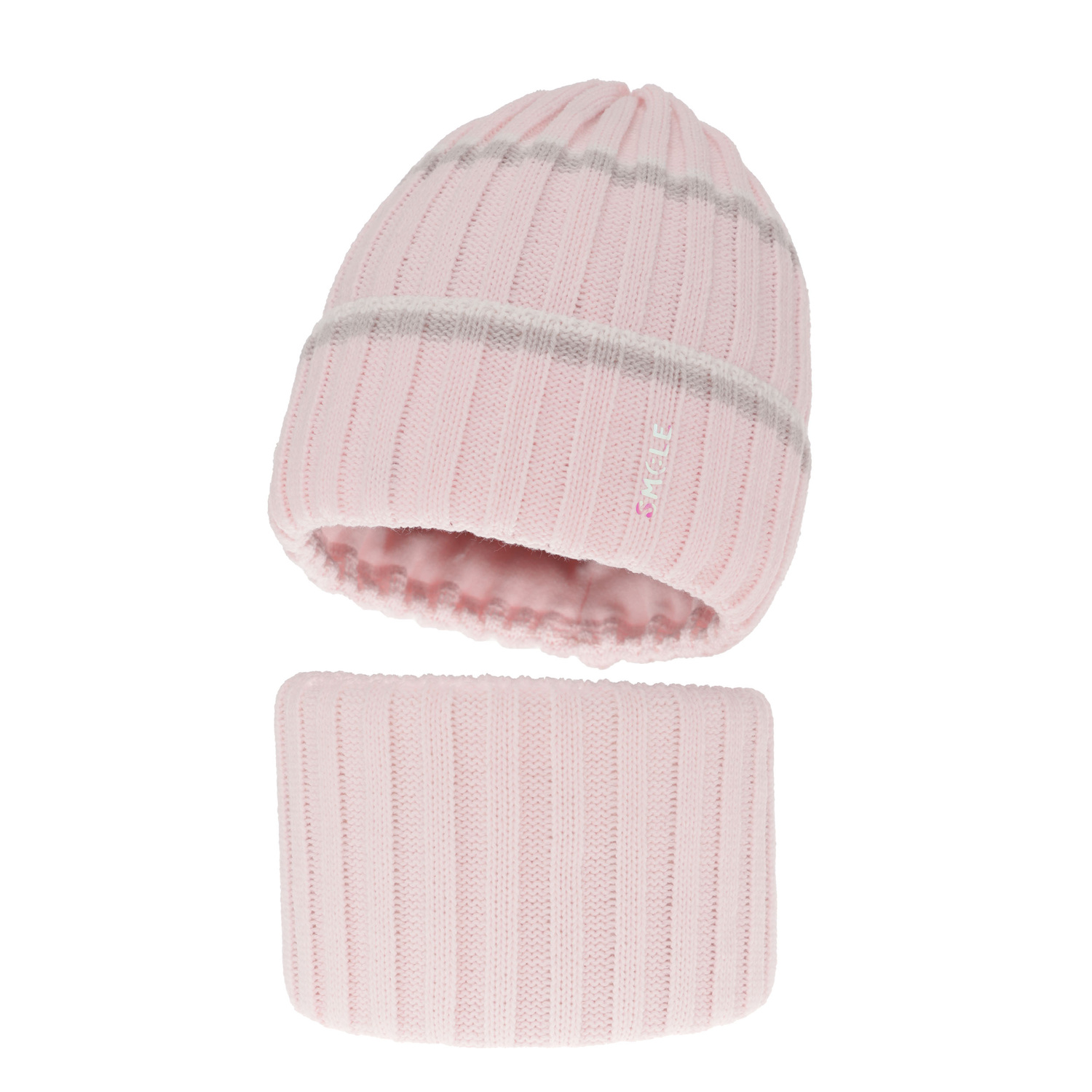 Set invernale bambina: berretto e scaldacollo, rosa chiaro, Judit